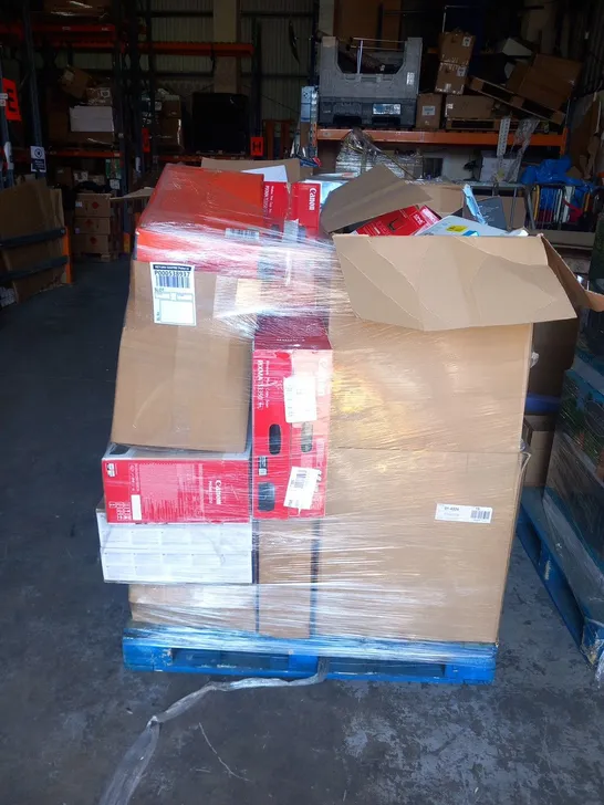 PALLET OF ASSORTED ELECTRICALS AND ACCESSORIES TO INCLUDE; BLUETOOTH PARTY SPEAKER, BLACKWEB SOUNDHOUSE II, CANON PIXMA TS3350 AND INTEMPO KARAOKE PARTY SPEAKER