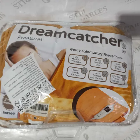 DREAMCATCHER PREMIUM GOLD COLOUR HEATED LUXURY FLEECE THROW