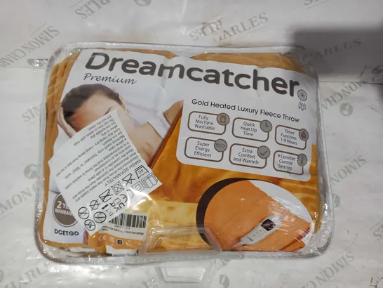 DREAMCATCHER PREMIUM GOLD COLOUR HEATED LUXURY FLEECE THROW