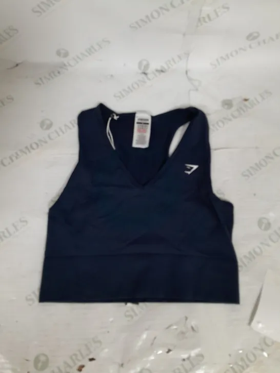 GYMSHARK EVERYDAY SEAMLESS CROP TANK IN NAVY SIZE M