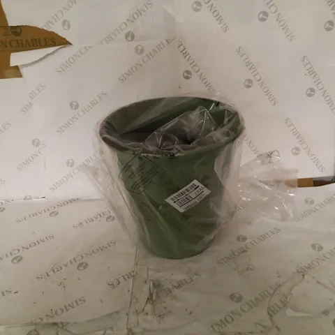 PAIR OF OLIVE GREEN 30CM PLASTIC PLANTERS