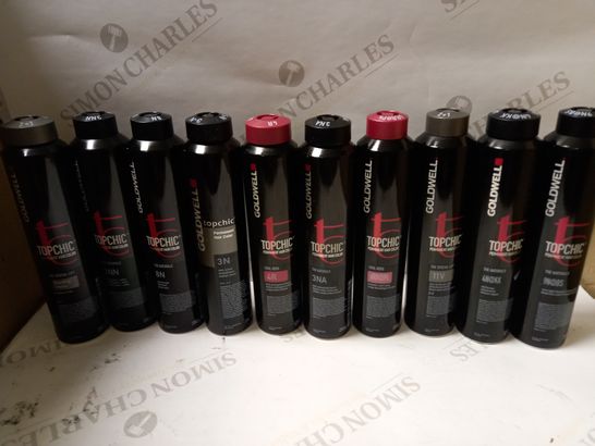 LOT OF APPROX 12 ASSORTED GOLDWELL TOPCHIC HAIR COLOURS TO INCLUDE 3N DARK BROWN, 4R COOL REDS, 3NA THE NATURALS, ETC
