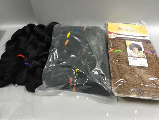 APPROXIMATELY 5 ASSORTED HAIR PIECES AND WIGS