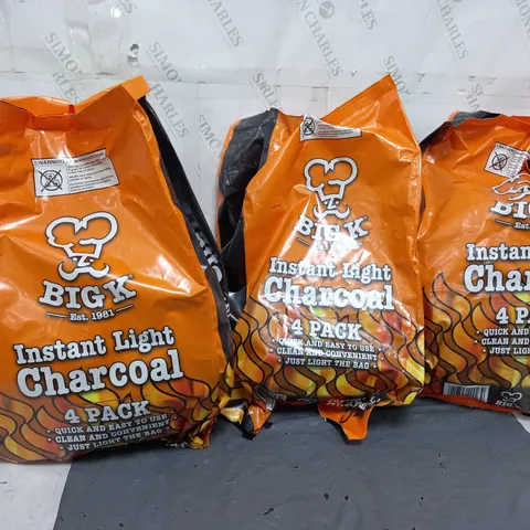 3 PACKS OF BIG K INSTANT LIGHT CHARCOAL (4 PER PACK)