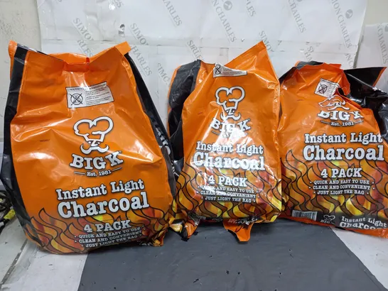 3 PACKS OF BIG K INSTANT LIGHT CHARCOAL (4 PER PACK)