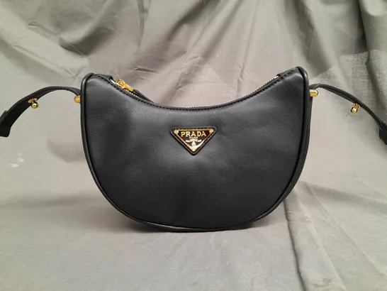 PRADA BLACK ZIP UP COVER SHOULDER BAG 