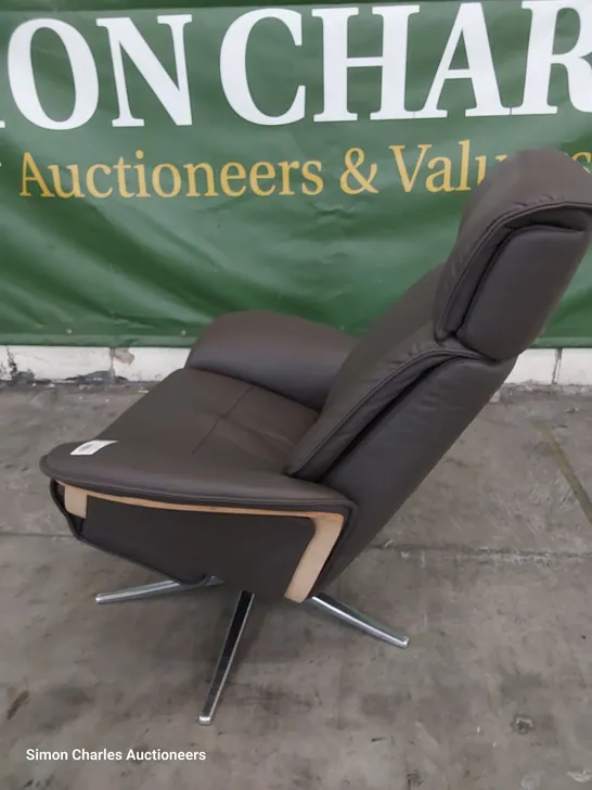 QUALITY BRITISH DESIGNER G PLAN OSLO POWER RECLINING SWIVEL CHAIR CAMBRIDGE EARTHY LEATHER 