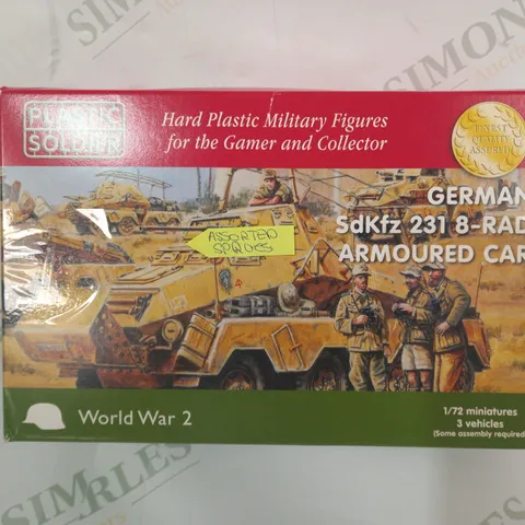 PLASTIC SOLDIER WORLD WAR 2 GERMAN SDKFZ 231 8-RAD ARMOURED CAR HARD PLASTIC MODEL