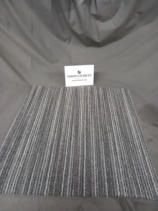 BOX OF APPROX 15 50X50CM CARPET TILES IN GREY STRIPE