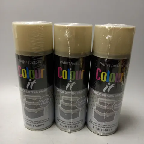 box of 12 PAINT FACTORY COLOUR IT QUICK DRYING PAINT IN LIGHT GREY