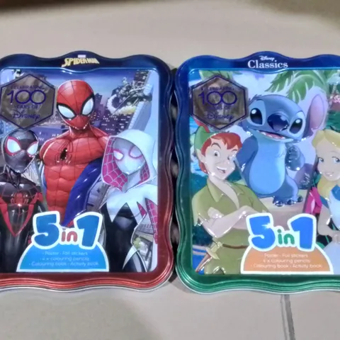 LOT OF 12 BRAND NEW THEMED 5IN1 GIFT TINS - 3X DISNEY 9X MARVEL