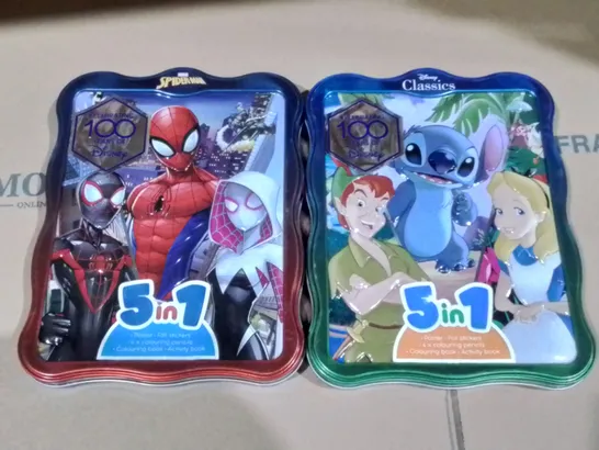 LOT OF 12 BRAND NEW THEMED 5IN1 GIFT TINS - 3X DISNEY 9X MARVEL