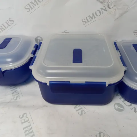 SET OF 3 LOCK 'N LOCK MICROWAVABLE CONTAINERS IN NAVY