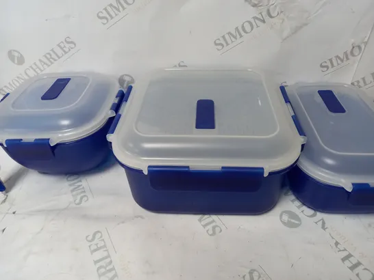 SET OF 3 LOCK 'N LOCK MICROWAVABLE CONTAINERS IN NAVY