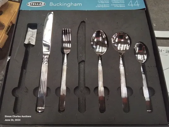 STELLAR BUCKINGHAM MIRROR POLISHED 44-PIECE CUTLERY SET