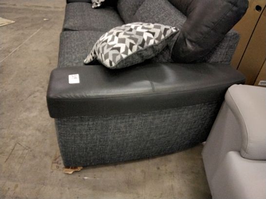 DESIGNER BLACK FAUX LEATHER & GREY FABRIC FIXED THREE SEATER SOFA 