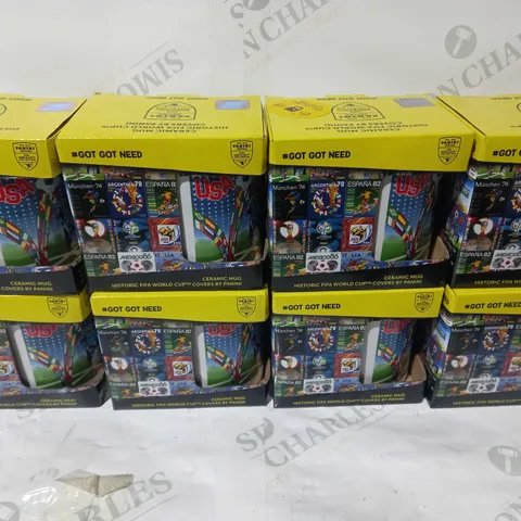 BOX OF APPROXIMATELY 30 ASSORTED CERAMIC HISTORIC FIFA WORLD CUP MUGS