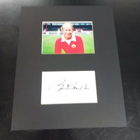 SIGNED AND MOUNTED SIR BOBBY CHARLTON PHOTOGRAPH