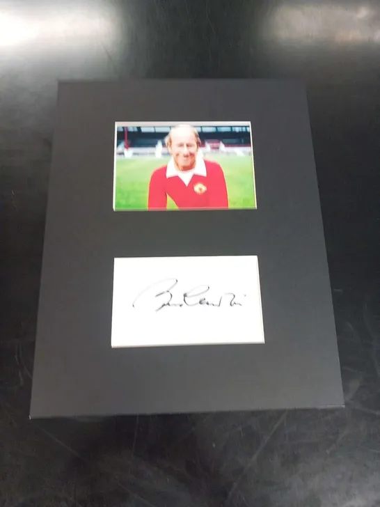 SIGNED AND MOUNTED SIR BOBBY CHARLTON PHOTOGRAPH