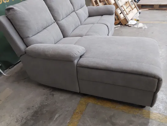 DESIGNER MANUAL RECLINING CHAISE SOFA GREY FABRIC 