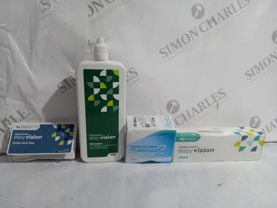 BOX OF APPROX 15 ASSORTED VISION CARE ITEMS TO INCLUDE -  SPECSAVERS EASY VISION OPTEYES TORIC -EASY VISION UMEREN- BAUSCH + LOMB PURE VISION 2 ECT