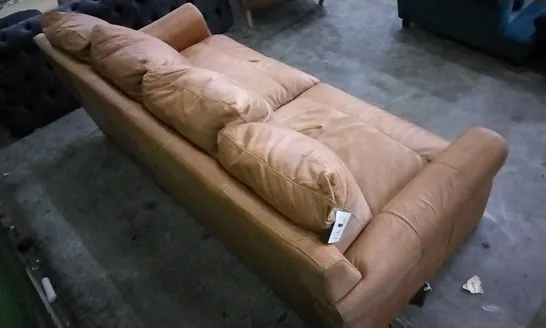 QUALITY 3 SEATER RUST LEATHER SOFA 