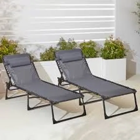 BOXED SET OF 2 NEO SUN LOUNGERS - GREY (1 BOX)