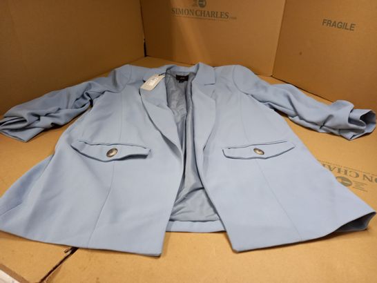 RIVER ISLAND BLUE RUCHED SLEEVED BLAZER - SIZE 16