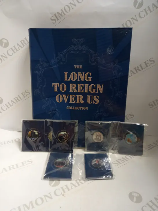 THE LONG TO REIGN OVER US COLLECTORS BOOK WITH ASSORTED COLLECTABLE 50P COINS