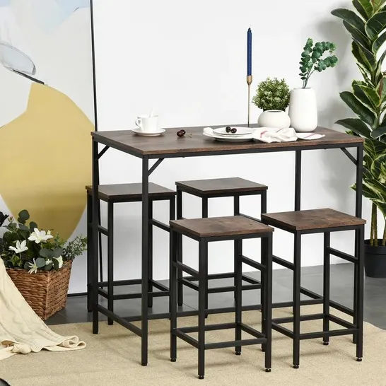 BOXED NANCY DINING SET WITH 4 CHAIRS - DARK WOODGRAIN 