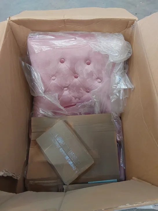 BOXED PINK VELVET UPHOLSTERED DINING CHAIR