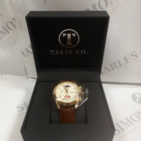 MENS TALIS CO 7120 CHRONOGRAPH WATCH – MOON PHASE MOVEMENT – GENUINE LEATHER STRAP