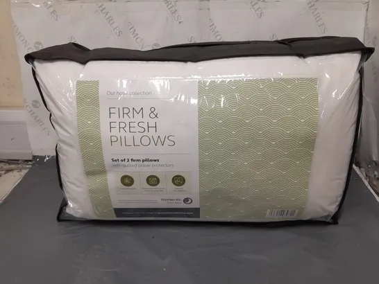 SET OF 2 FRESH & FIRM PILLOWS WITH QUILTED PILLOW PROTECTORS 