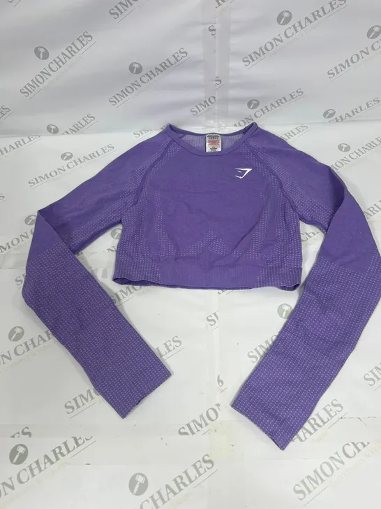 GYMSHARK LONG SLEEVED TRAINING TOP IN PURPLE SIZE MEDIUM