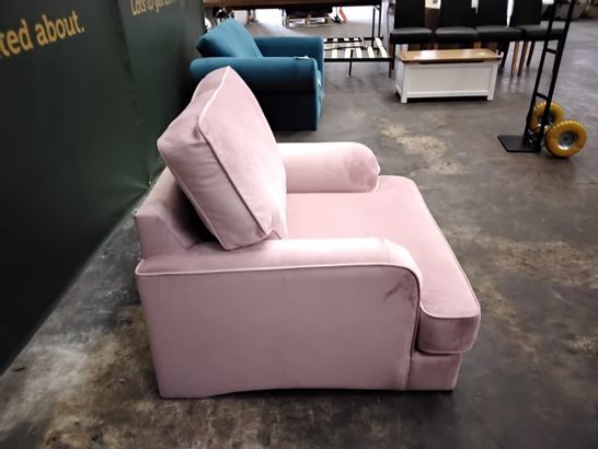 QUALITY 1 SEATER PINK VELVET SOFT TOUCH SOFA