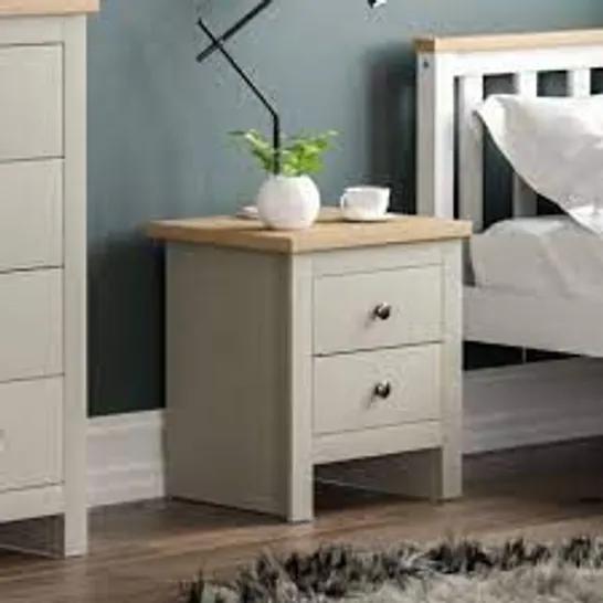 BOXED MORLEY MANUFACTURED WOOD BEDSIDE TABLE - GREY/OAK (1 BOX)