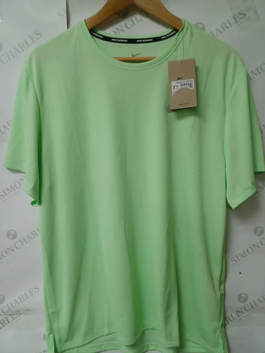 NIKE MENS DRI-FIT RUNNING TOP GREEN SIZE LARGE