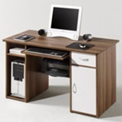 BOXED MIRKO WALNUT FINISH COMPUTER DESK WITH 1 DRAWER AND 1 DOOR