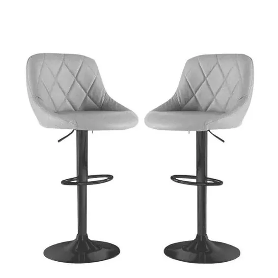 BOXED SET OF 2 NEO MADRID GREY FABRIC BAR STOOLS 