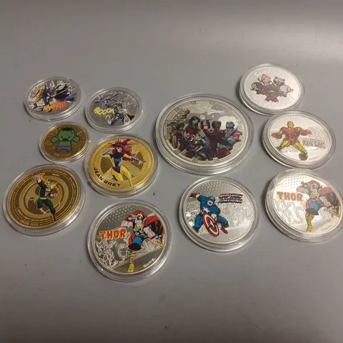 11 X MARVEL COLLECTIBLE COINS IN VARIOUS DESIGNS 