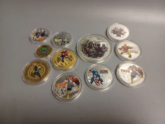 11 X MARVEL COLLECTIBLE COINS IN VARIOUS DESIGNS 