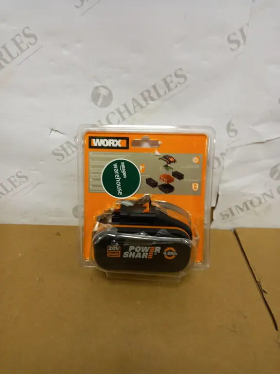 WORX WA3553 20V 4.0AH LITHIUM BATTERY WITH POWERSHARE BATTERY PLATFORM