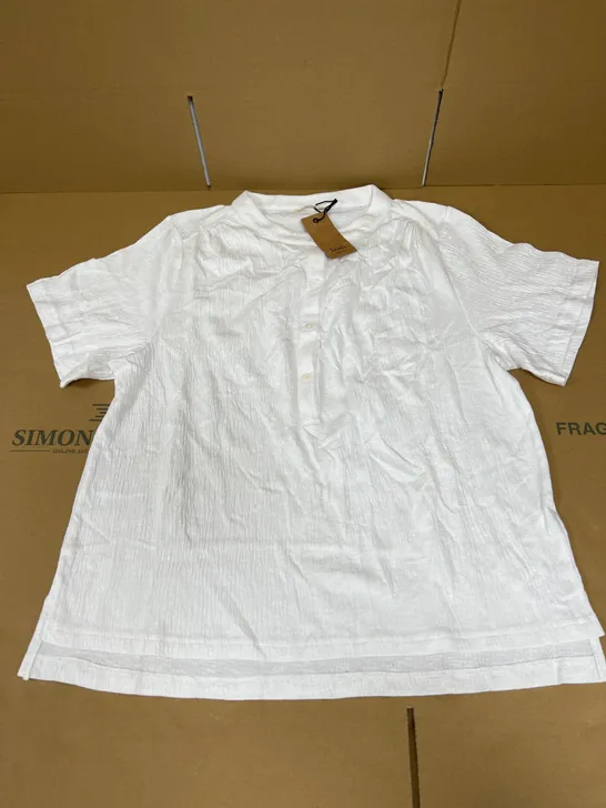 HUSH UK JASIE TEXTURED TOP IN WHITE SIZE SMALL