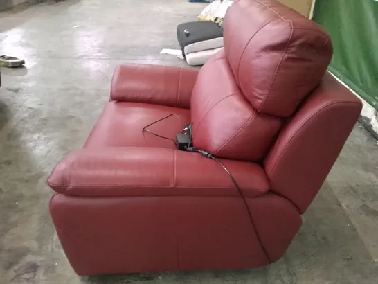 QUALITY ITALIAN DESIGNER PATRIZIO SMALL ARMS ELECTRIC RECLINER CHAIRS - DARK RED LEATHER 