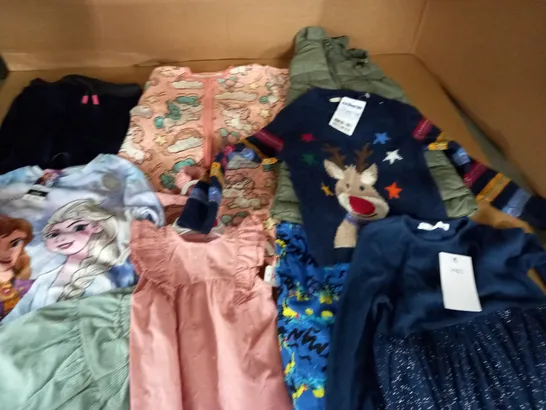 2 BOXES OF ASSORTED KIDS CLOTHING ITEMS TO INCLUDE EJOJO MAMA BEBE AND M&S