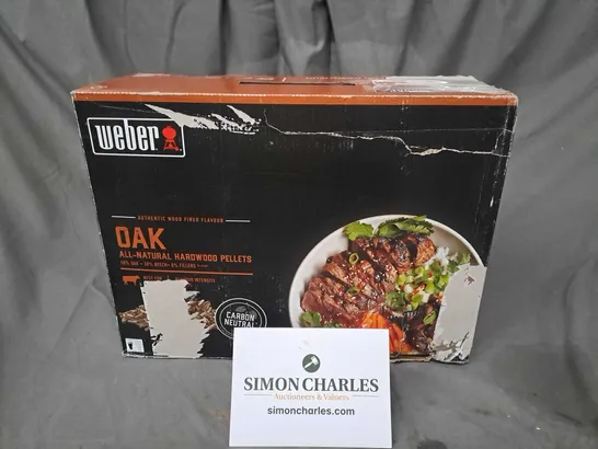 BOXED WEBER OAK ALL NATURAL HARDWOOD PELLETS 8KG