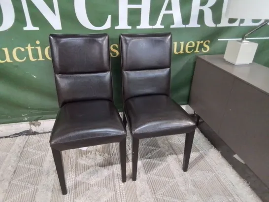 PAIR OF STONE INTERNATIONAL BROWN LEATHER DINING CHAIRS  RRP £598