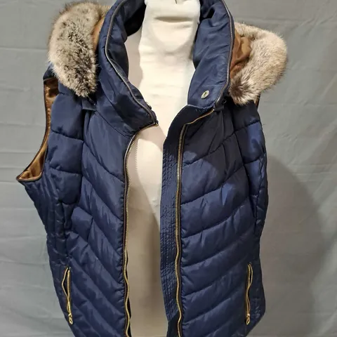 JOULES NAVY GILET WITH HOOD - UK 20