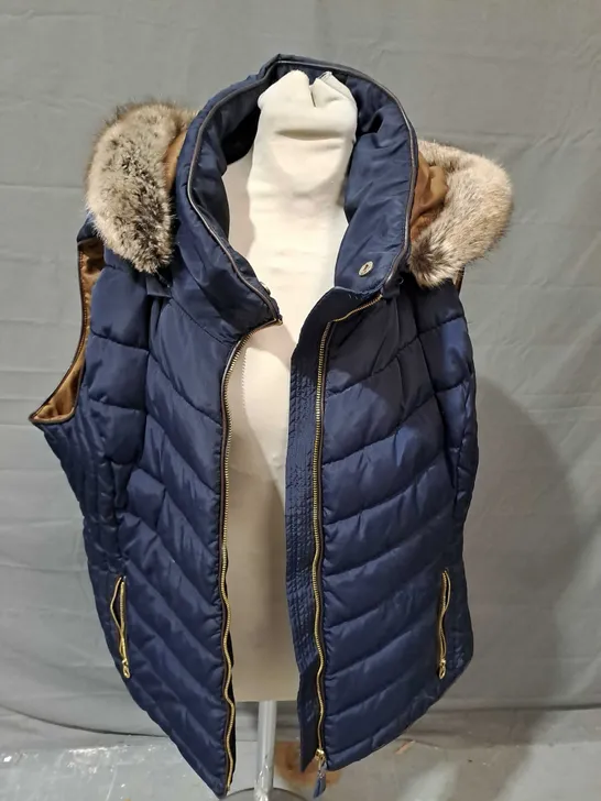 JOULES NAVY GILET WITH HOOD - UK 20