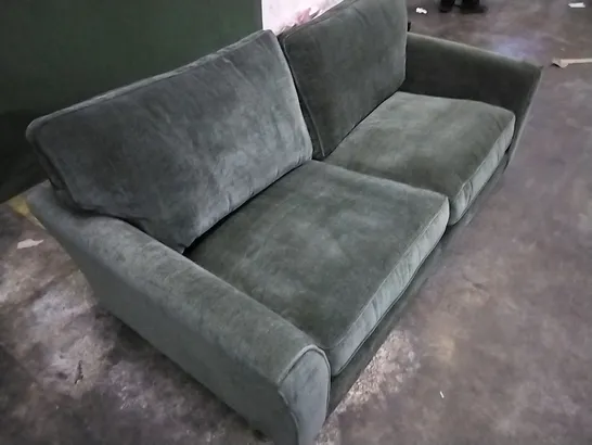 QUALITY BRITISH DESIGNED LOUNGE CO 2 SEATER DARK GREEN FABRIC SOFA